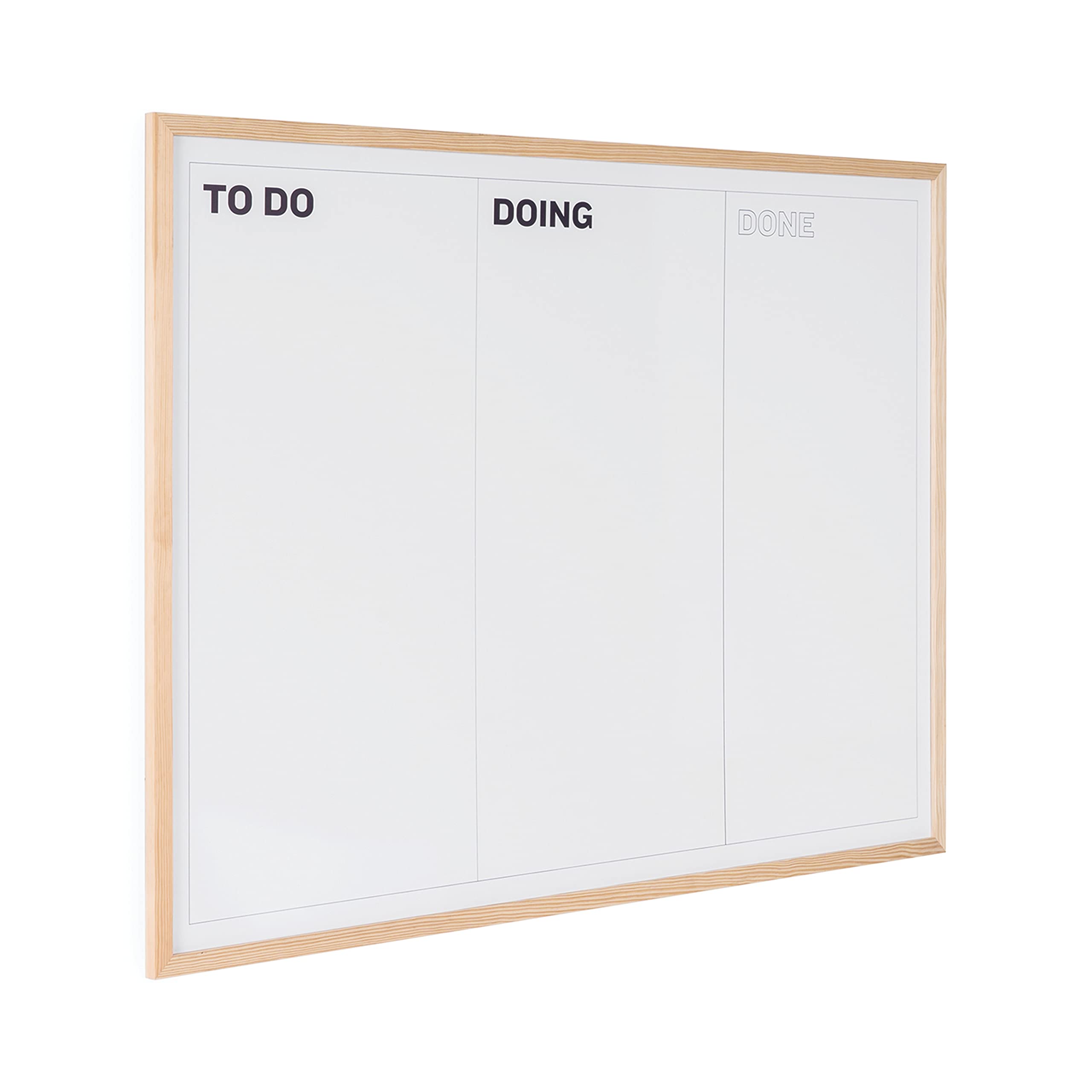 Bi-Office Tableau Planificateur KanBan, 120x90cm, Magnétique et Effaçable à Sec, Cadre en Pin