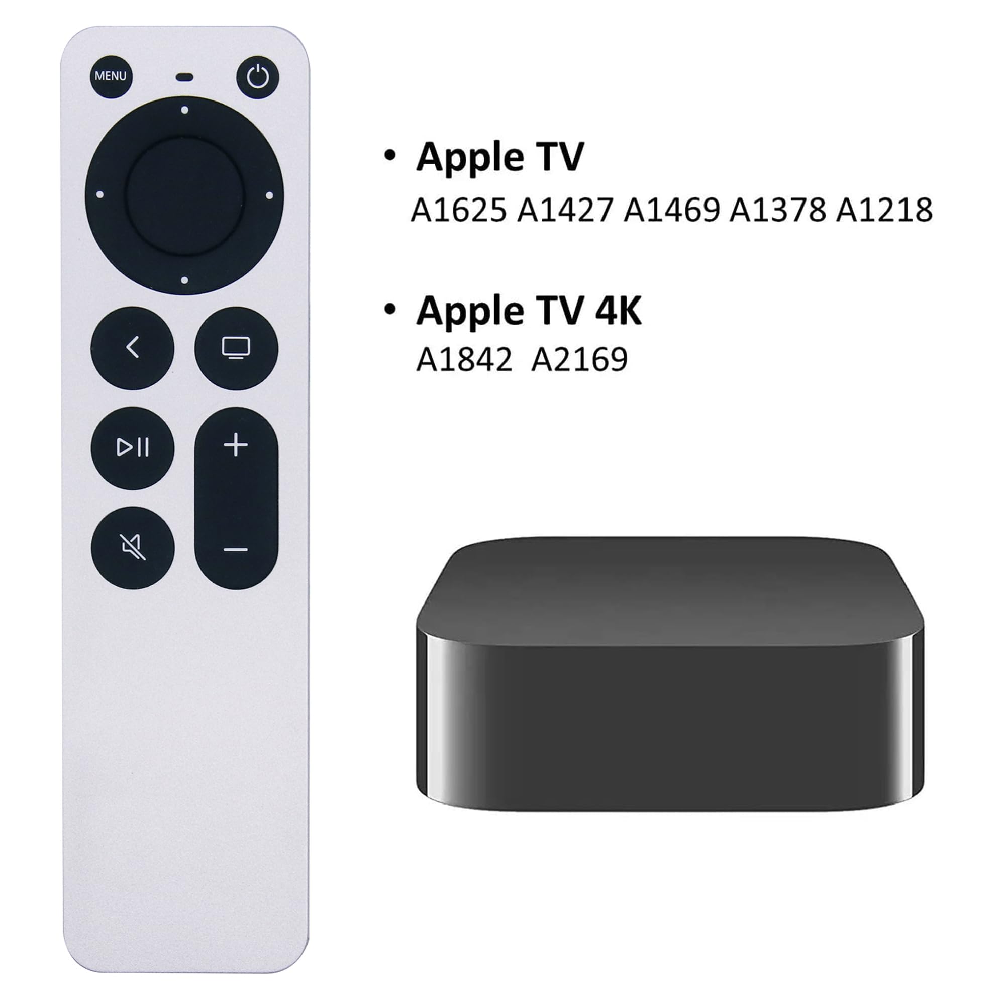 Télécommande de Remplacement pour Apple TV 4K Gen 1 2 3 4 Controller A1156 A1427 A1469 A1378 Apple TV2 TV3 Universelle/Plastique