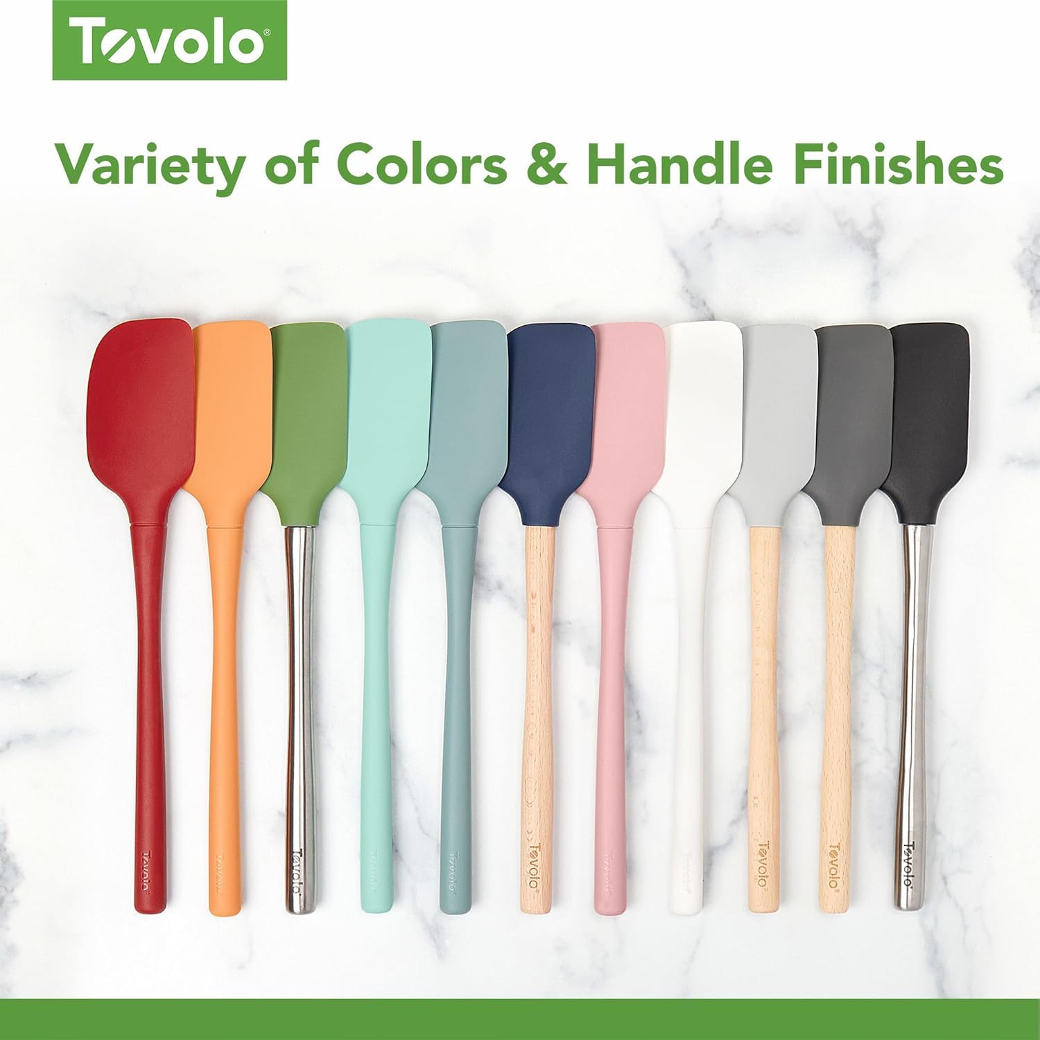 Tovolo Flex Core 5-teiliges Silikon-Spatel-Set, hitzebeständig, alle Silikon-Utensilien enthalten Antihaft-Pfannenwender, Löffel, Glasschaber, spülmaschinenfest, BPA-frei, Spatel zum Backen, Mischen
