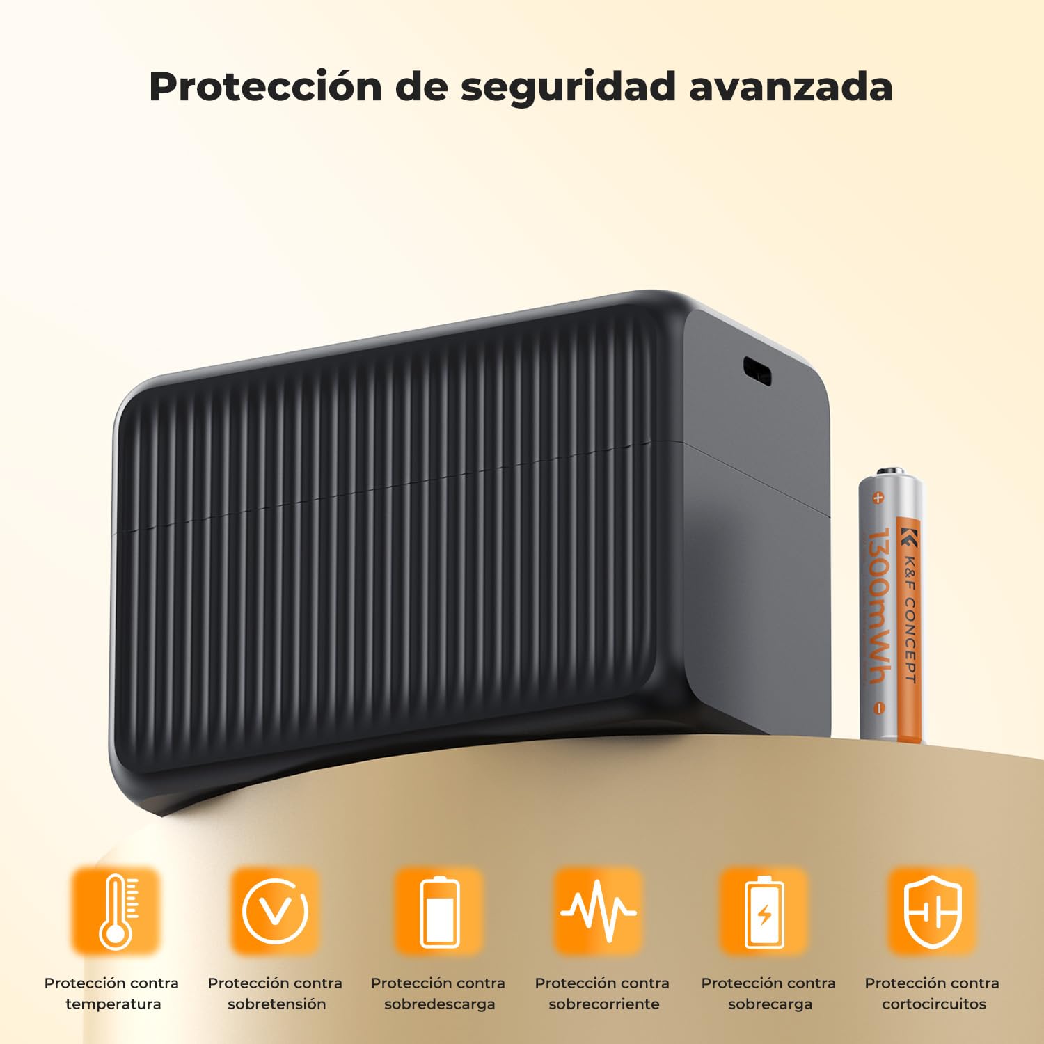 K&F CONCEPT Pilas AAA Litio Recargables 1300mWh 1,5V 12 Uds Cargador Type-C