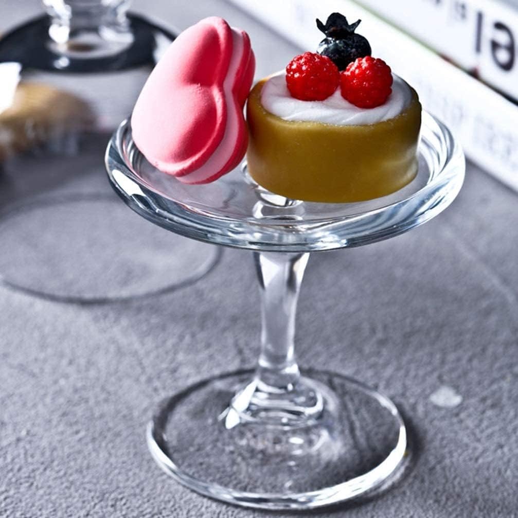 Bandeja de postre de cristal transparente con cubierta de cúpula, soporte multifuncional para exhibición de pasteles para uso doméstico