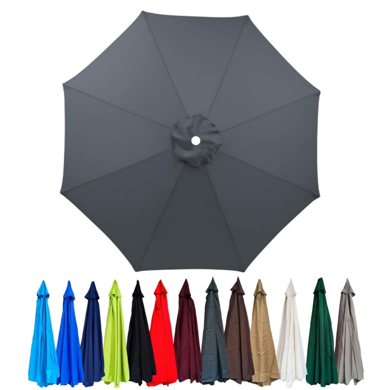 Replacement Canopy for 2.0/2.3/2.5/2.7m/3.0m Cantilever Umbrella with 6/8 Ribs for Yard Garden Beach(Gray,2m/8 ribs)