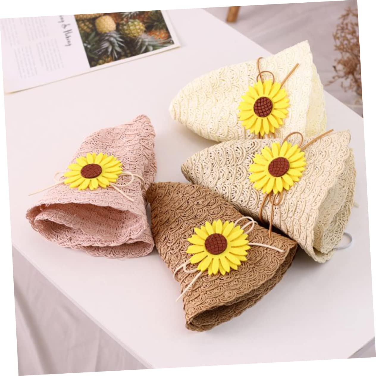 PACKOVE Strohhut Für Hüte Für Kleinkinder Gewebte Strandtasche Bucket Hats Für Sonnenhut Strandtaschen Aus Stroh Sonnenhut Für Jungen Weiden Teenager Weiß