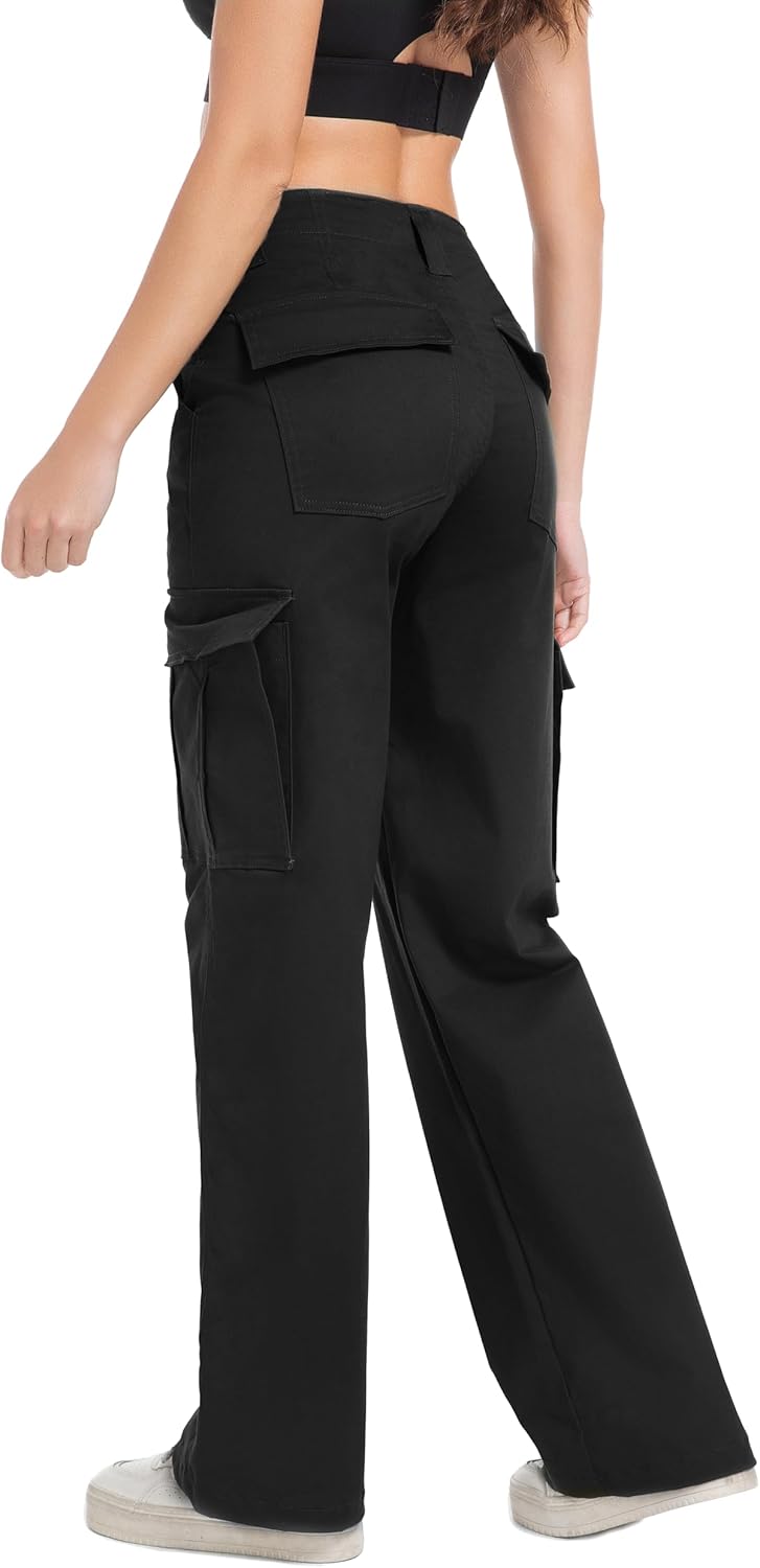 Soulsfeng Women's Cargo Pants Baggy Relaxed Fit Cotton Hiking Work Pants with 6 Pockets - Image 2