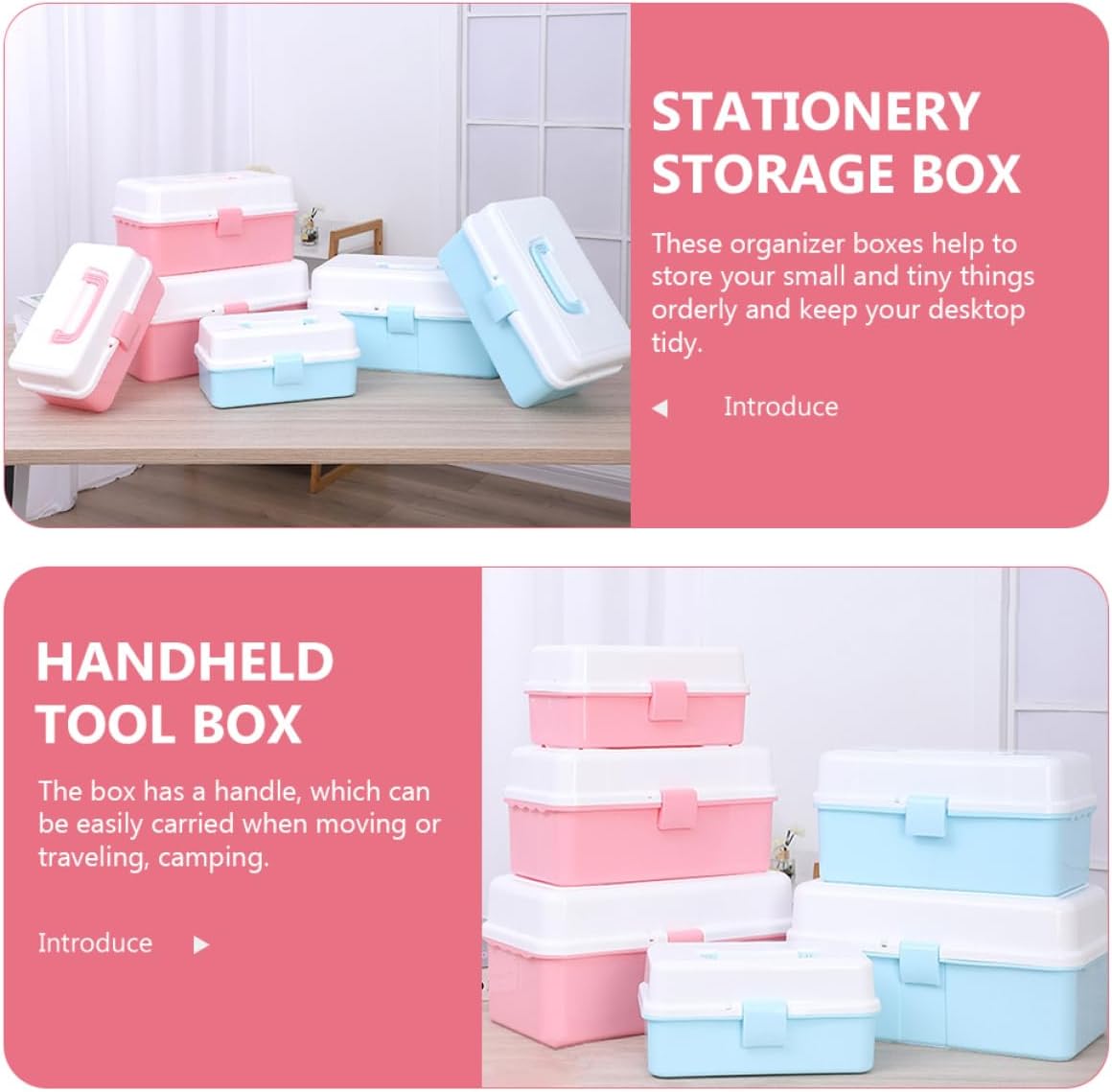 Art Tools Storage Container Craft Organizer Box for Painting Supplies Handheld Case for Home Rv Trips and Picnics