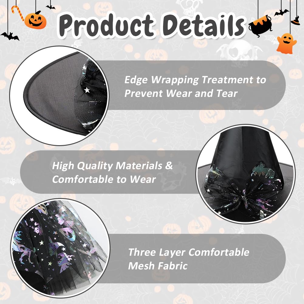FCXVXCL Halloween Witch Skirt,3pcs Halloweens Outfits Witch Costumes Tutu Skirt Hat Witchs Broom for Kids Girls Halloween Fancy Dress Cosplay Costume - Image 4