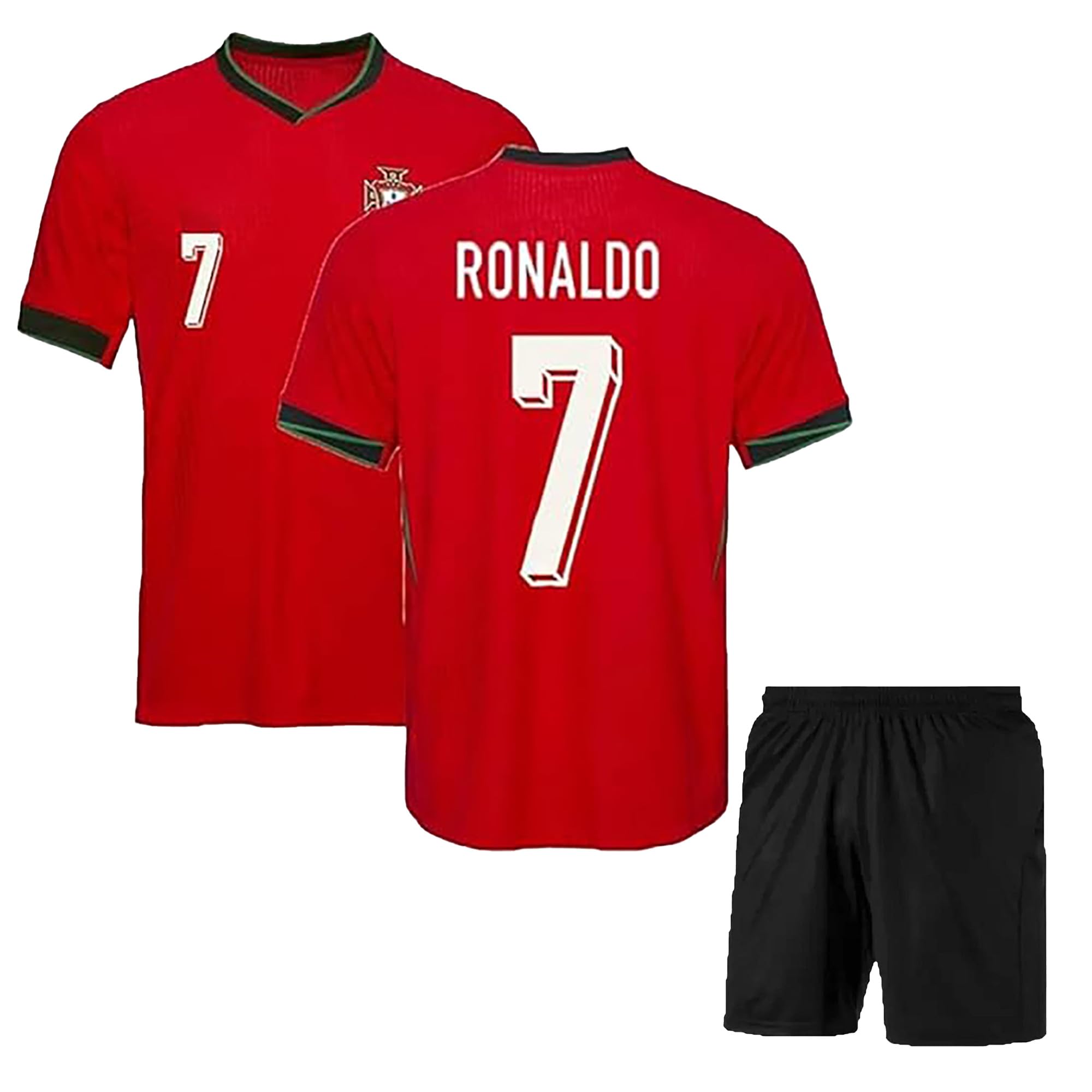 GenericSports Portu 2024 Football Jersey Ronaldo 7 Home with Shorts (Kid's, Boy's& Men)