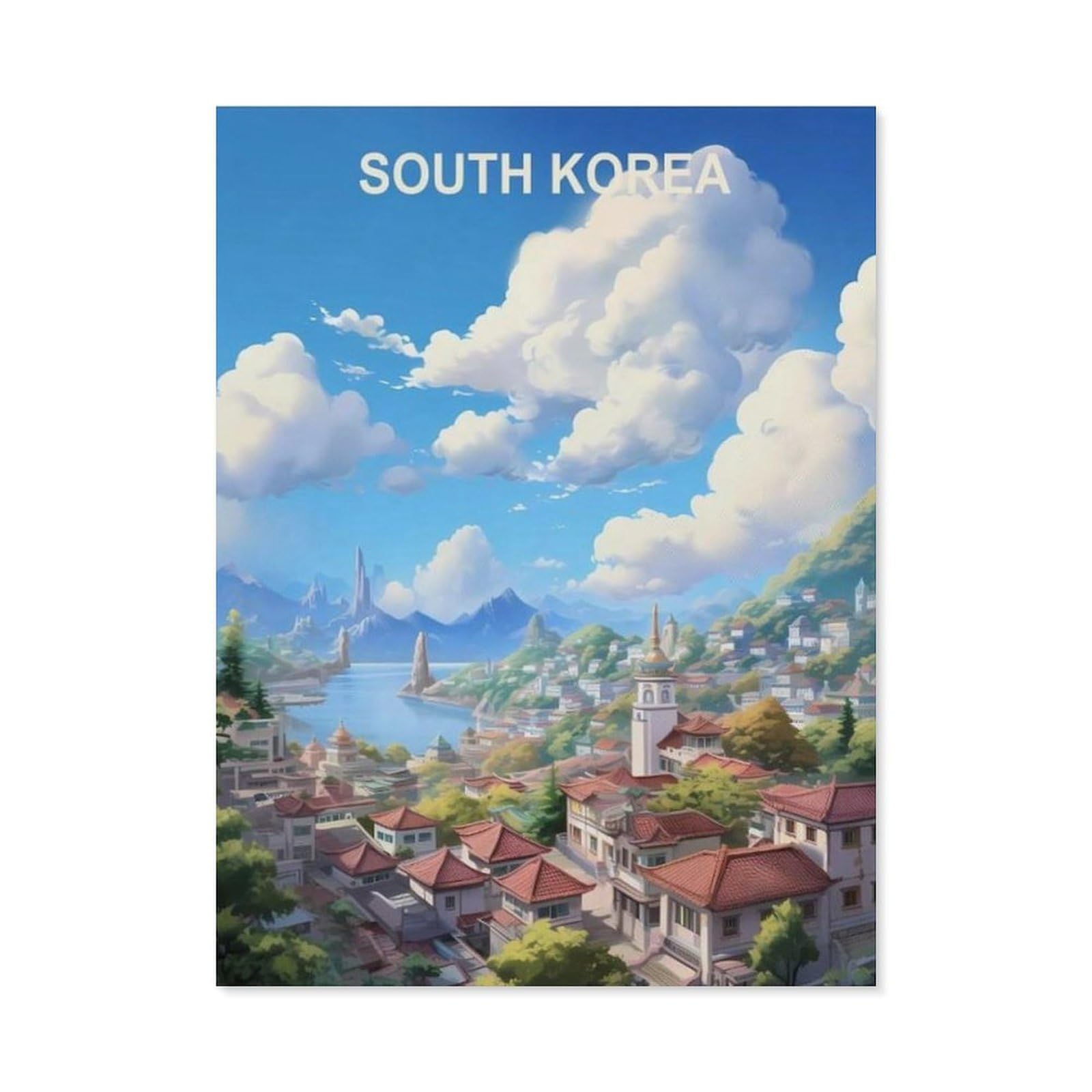 BEAYODKP South Korea Vintage Travel Poster，Diamond Painting Kits for Adults - 5D Diamond Painting Kit Full Drill, Diamond Art Kits for Home Wall Decor（30 x 40 cm/11.81 x 15.74 inches）-BV80
