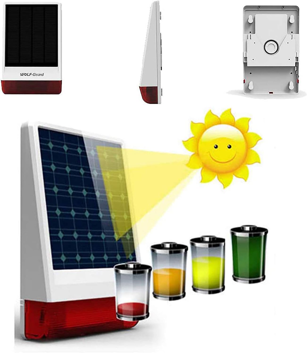 Solar siren charging via sunlight
