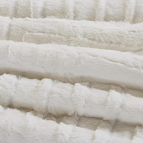 Miniatura 6 de Arctic Fur Down - Juego de edredón alternativo suave y ligero con patrón de tablero de ajedrez, King/California King, marfil