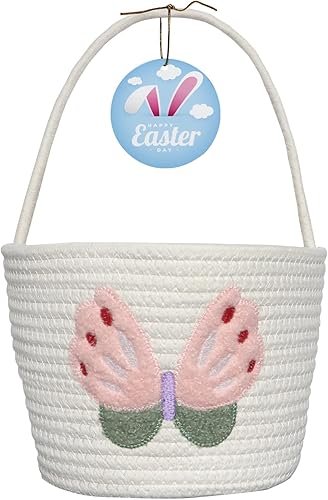 Miniatura 19 de Cesta de Pascua, cestas de Pascua para niños, cesta de Pascua para bebés con asa, cesta de huevos de conejo vacía, cestas de Pascua para niños