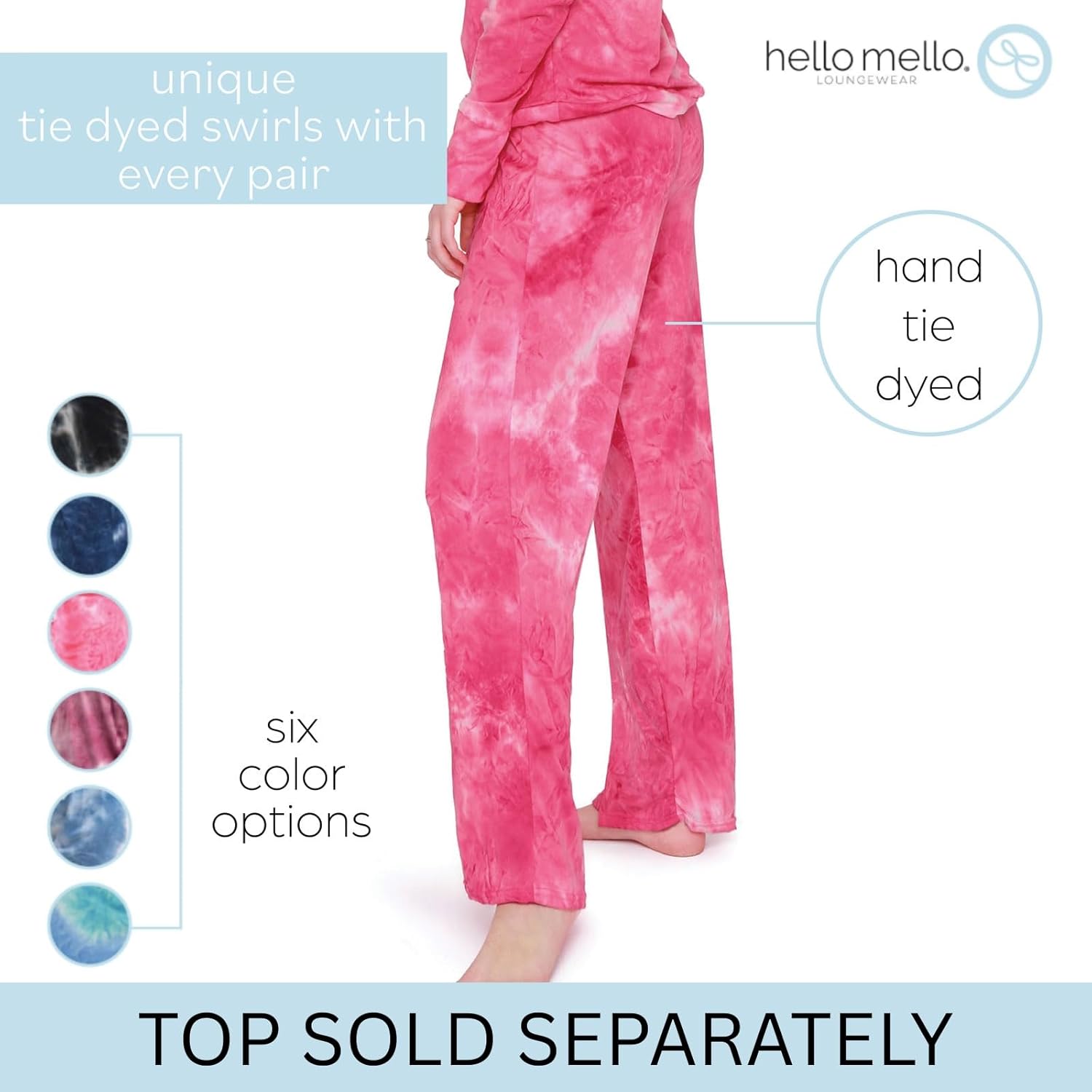 Hello Mello Dyes The Limit Lounge Pants Soft Pajama Tie Dye Bottoms Elastic Waistband Drawstring Tie - Image 3