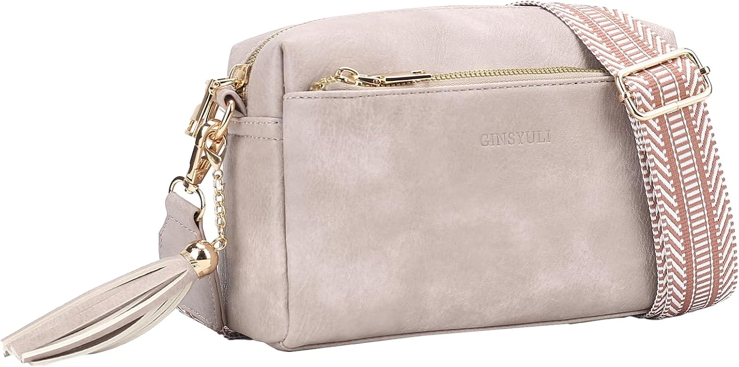 Leather Crossbody Bag Wide Strap Multi Pocket Messenger PU Hobo Unisex Shoulder Handbag Compartments Purse Daily Work