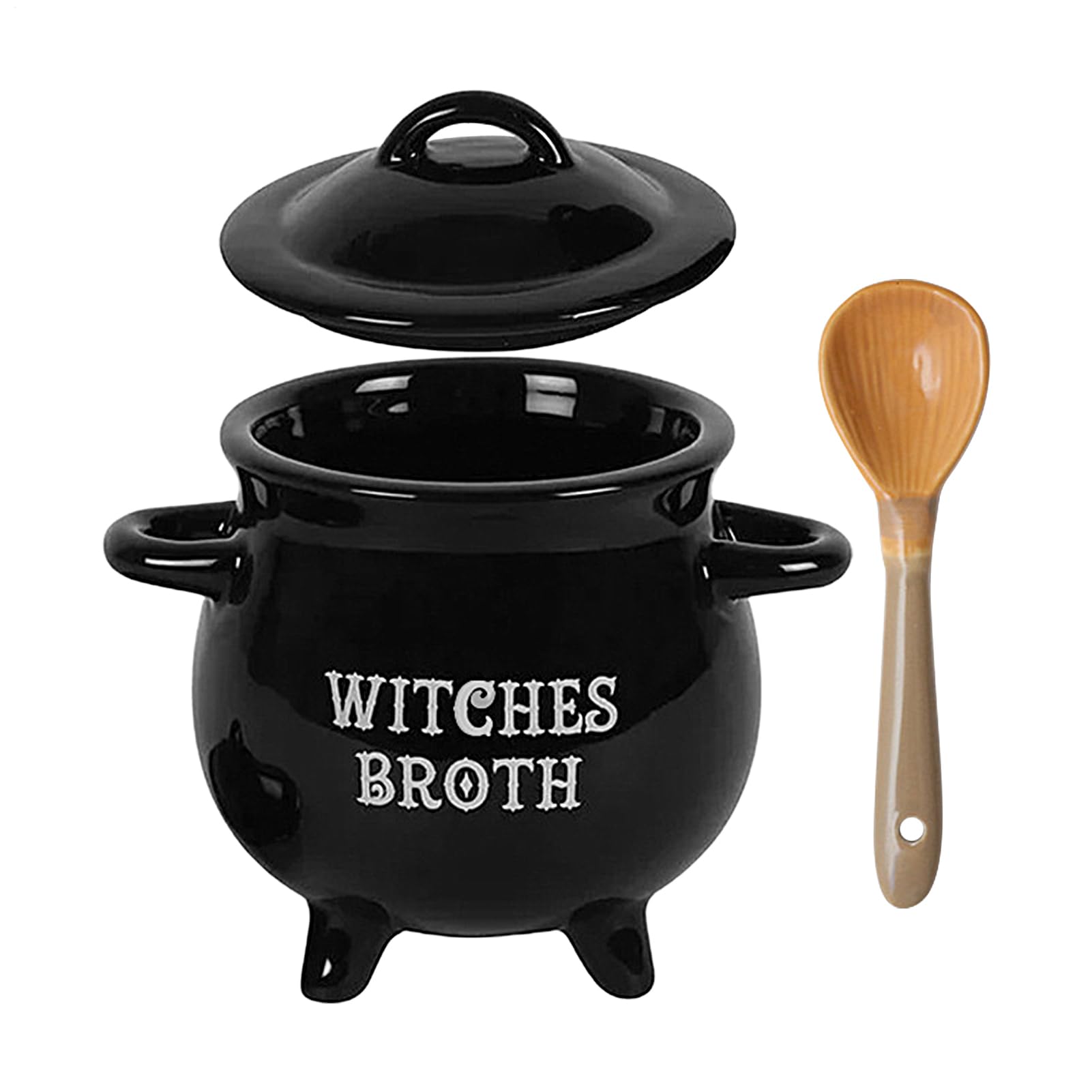 Chaudron de sorcière pot polyvalent en céramique avec cuillère pour fête d'Halloween