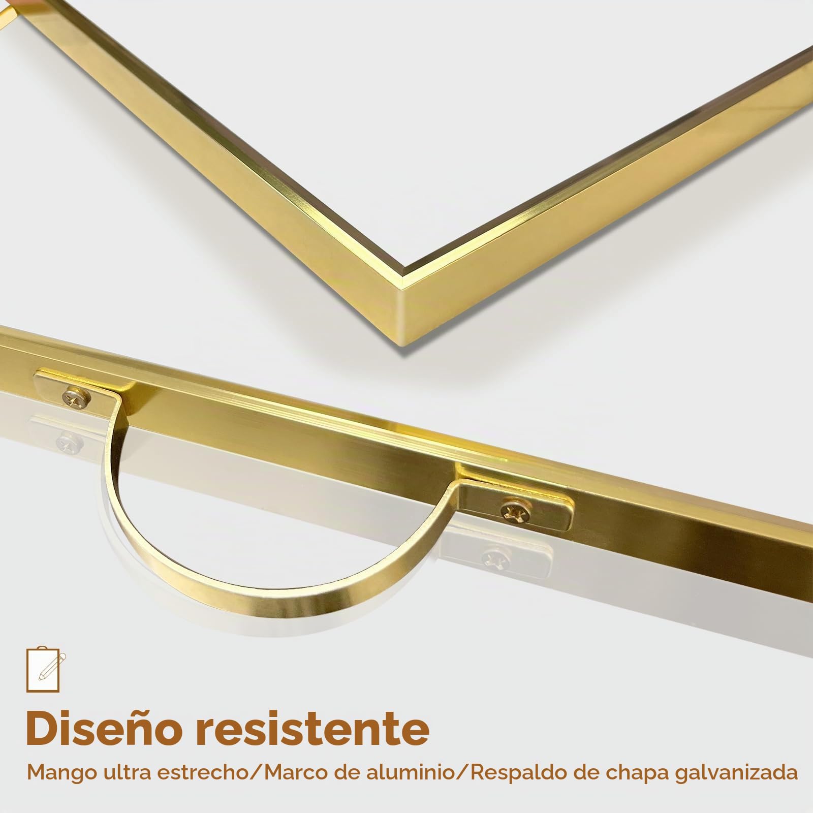 pizarra pequeña de borrado en seco para pared, blanca colgante de 16 x 12 pulgadas, marco de aluminio con asa, bonita superficie magnética dorada, para mensajes, portátil