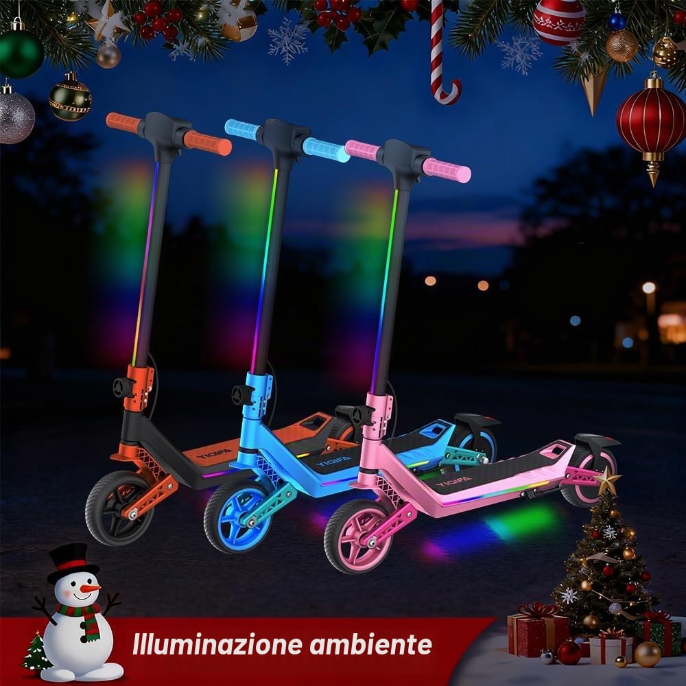 Monopattino Elettrico per Ragazzi U8 Fuoristrada - Doppia Sospensione - 16km/h Max, 10km Autonomia - Pieghevole e Leggero (6.7kg) - Motore 110W - Per Bambini 8-16 Anni (Orange)