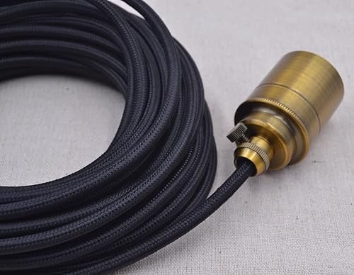 Miniatura 5 de HESSION - Cable redondo 182 de 32,8 pies de longitud recubierto con rayón, antiguo cable eléctrico industrial con recubrimiento de tela, antiguo