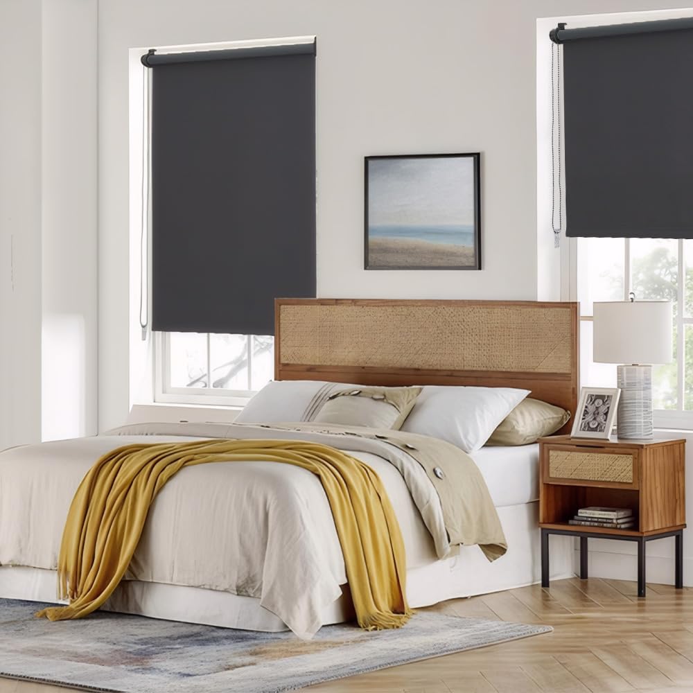 Sekey Verdunklungsrollo ohne Bohren Klemmfix 130 cm breit, Seitenzugrollo Hitzeschutz Sichtschutz und Sonnenschutz Wandmontage Deckenmontage Klemmrollo für Fenster & Tür, 130 x 150cm, Grau
