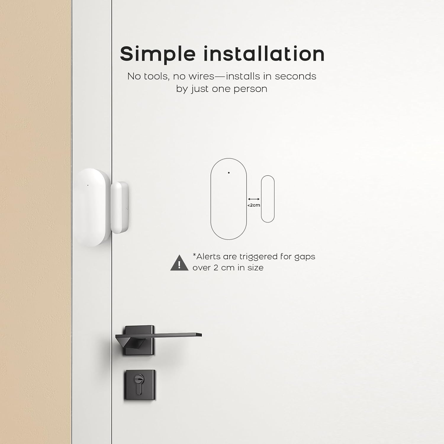 Door Alarm Window Sensors, Door Open Alarm Long Battery Life Wireless for Security Real-Time Notification WiFi Contact Sensor App Control No Monthly Fee