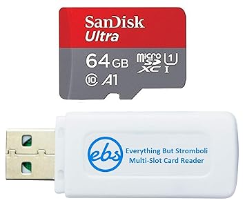 SanDisk 64GB Ultra MicroSDXC UHS-I Memory Card for Lenovo Tablet Works with M8, Tab M8 HD, M10 Plus, Tab M10 (SDSQUA4-064G-GN6MN) Bundle with 1 Everything But Stromboli SDXC& Micro Memory Card Reader