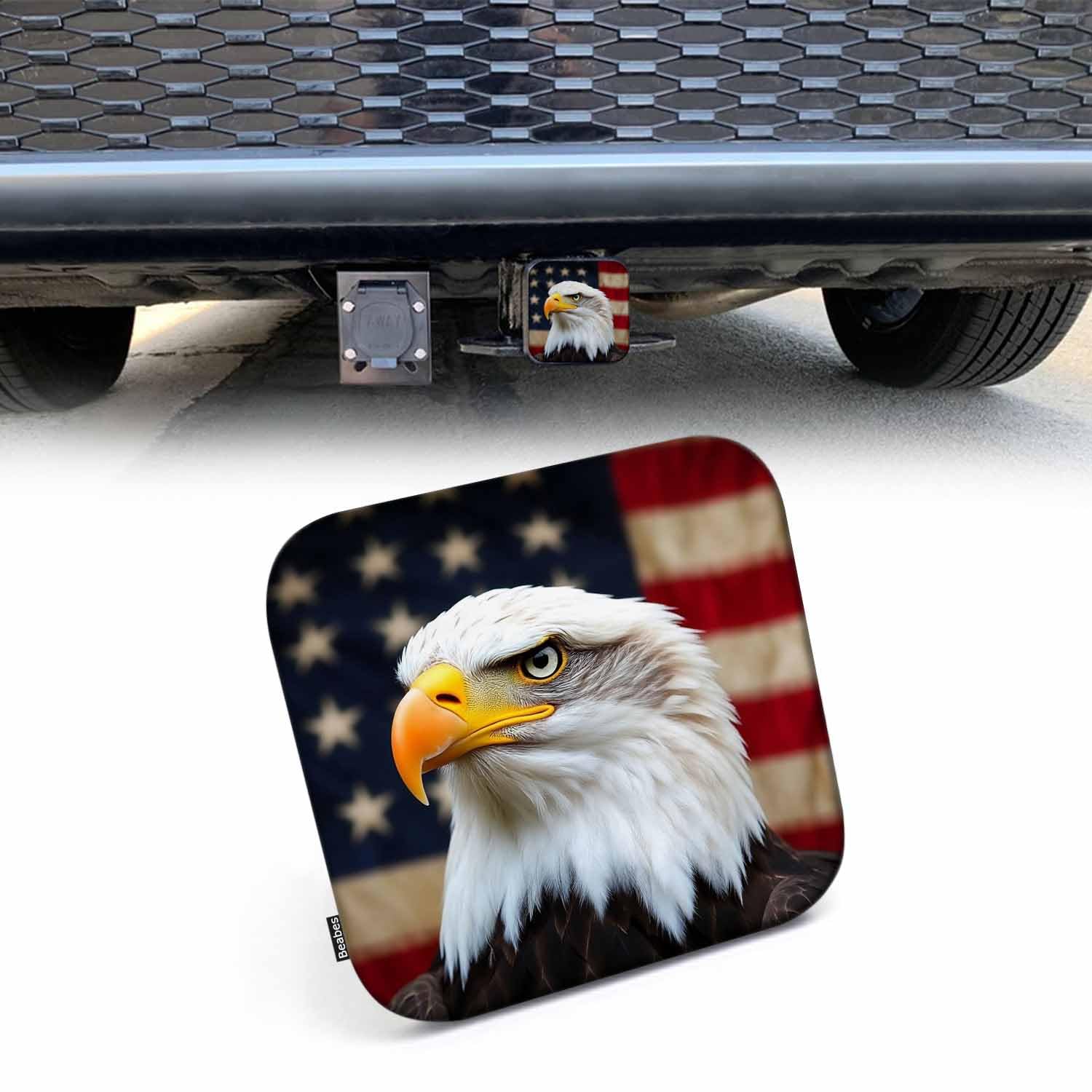 CCP Custom Parts Bald Eagle Hitch Cover – 2" Class 3 Receiver Plug – Made In USA – Multicolor