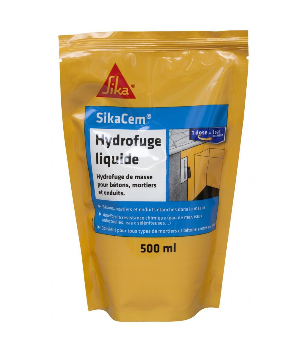 SIKACIM Hydrofuge de masse liquide pour béton, mortiers et enduits - 500 ml