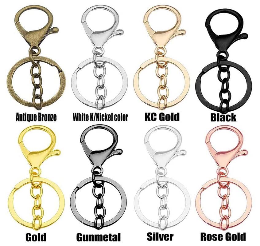 Image of DIY Crafts 50 Sets, Silver, Metal Larger Lobster Clasps Extension Chain Hooks, D Rings, Slide Buckle for Keychain Key Rings Clip Connector Bags Art Crafts Jewel (50 Sets, Silver)