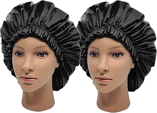 ELEBOX 2 PCS Shower Cap for Women Long Hair Bath Cap Waterproof Super Jumbo Shower Caps for Braids
