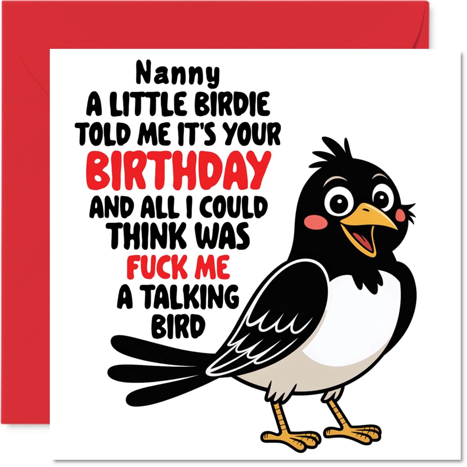 Nanny Birthday Card - Talking Bird - Happy Birthday Card for Nanny from Grandson Granddaughter, 145mm Talking Bird Bday Greeting Cards