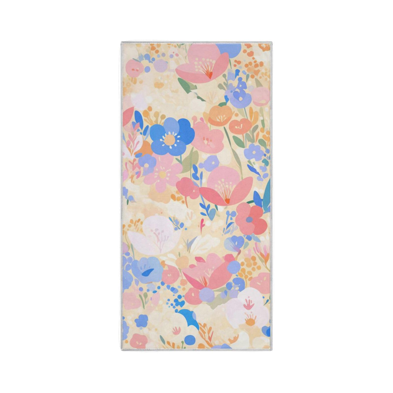 Yoogain Pastel Pink Blue Floral Print Elegant Microfiber face Towels Quick Dry Towel Hand washcloth Shower Gym face Towels Sports Towel 30