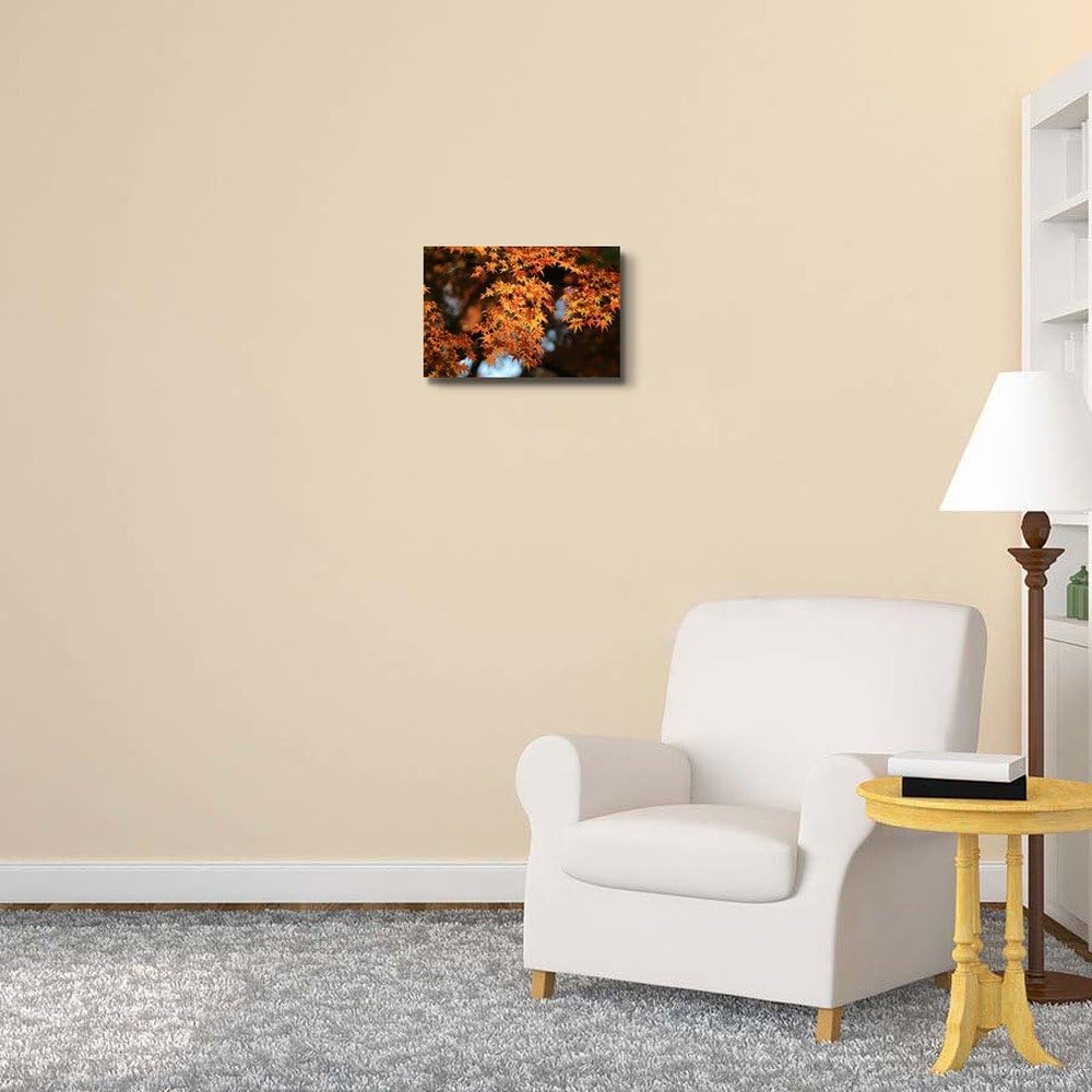 Canvas Prints Wall Art - Beautiful Scenery/Landscape Autumn Japanese Garden with Maple | Modern Wall Decor/Home Decoration Stretched Gallery Canvas Wrap Giclee Print & Ready to Hang - 12" x 18"