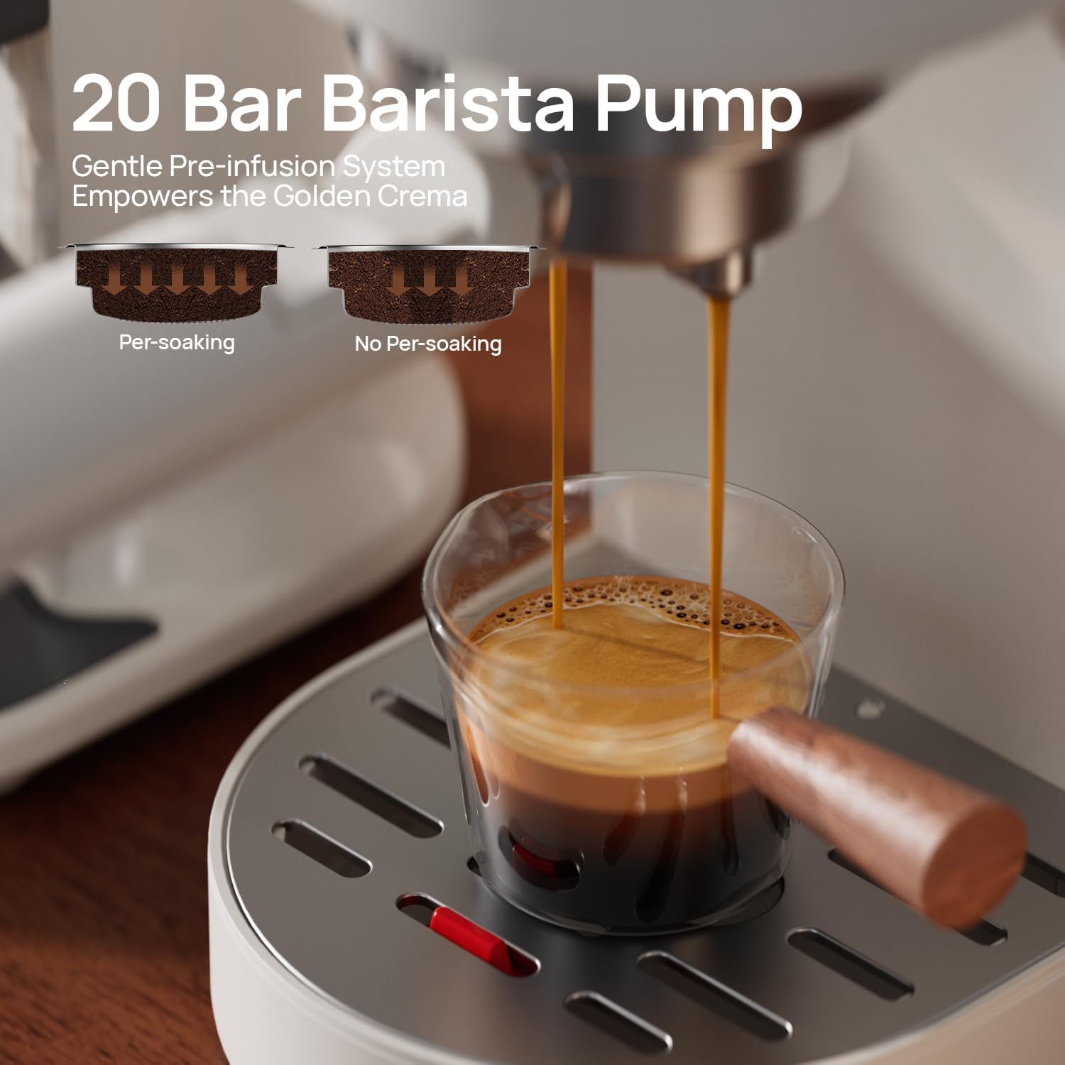 Espresso Machine & Coffee Bean Grinder Combo - 20Bar Coffee Maker with Milk Frother Steam Wand Adjustable 24 Precise Grind Settings, 40s Digital Timer for French Press, Espresso