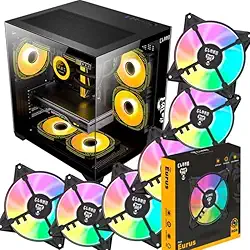 Kit Gabinete Grood Gamer Aquário + 6 Fans Cooler Eurus Rgb