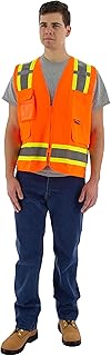 Vest High Visibility Surveyors with Two-Tone Dot Striping Orange Size Medium,(Pack of 1)
