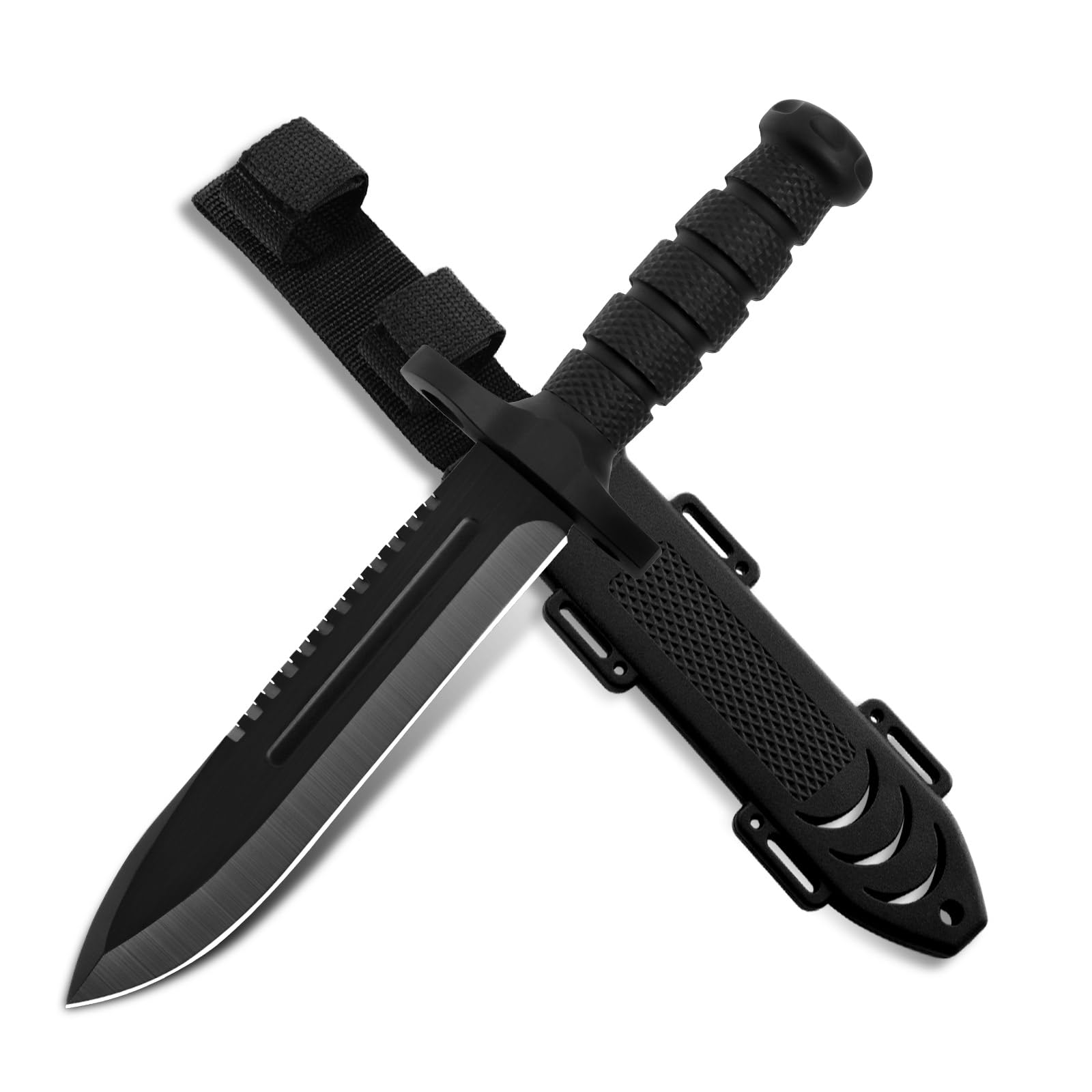 Dispatch Fixed Blade Hunting Knife with Sheath, 12-inch Survival Knives for Men Tactical Bowie Knife with Non-Slip Handle for Bushcraft, Outdoor Camping