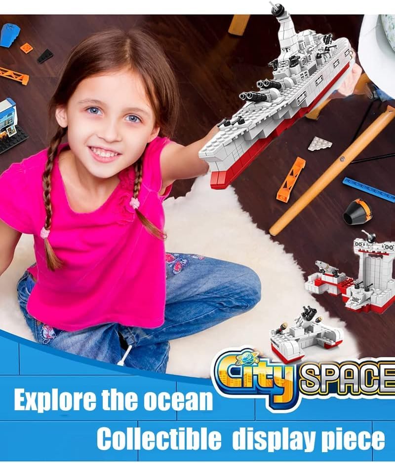 Image of 6-in-1 War Ship Building Block Set - Build Boats, Yachts & More | 1000+ Pieces STEAM /STEM Toy for Kids | Durable & Safe(ABS) | Comes in Colorful Poly Bag | 12 Months Manufacturing Warranty
