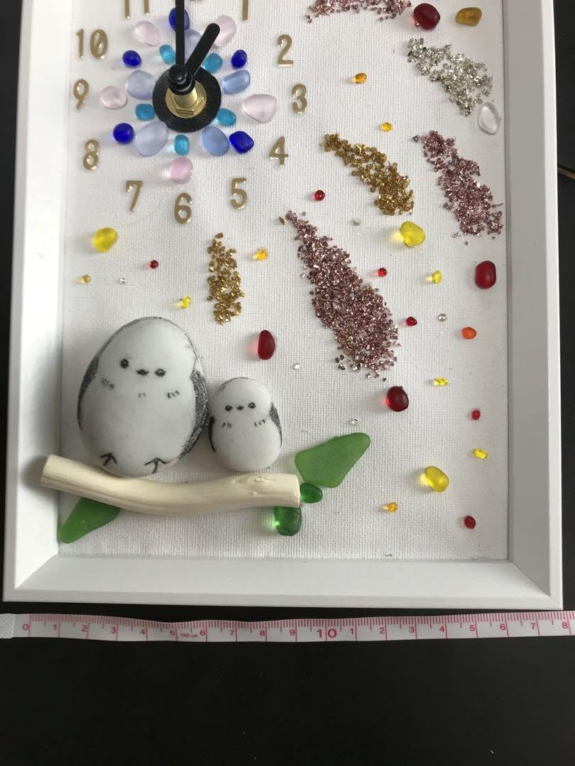 シマエナガ　君とみた花火　。シーグラスアート シマエナガ 君とみた花火 。シーグラスアート