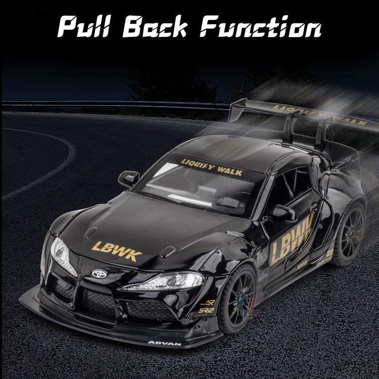 Image of WORSHIPER 1:24 for Toyota Supra LBWK Racing Car Toy Alloy Car Diecasts & Toy Vehicles Model Sound and Light Model for Children ?1:24 Supra LBWK-Black?