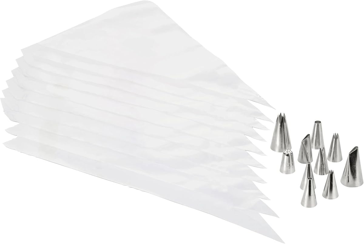 Beginning Buttercream Decorating Set, 20-Piece | 20-Piece Beginner Kit with Piping Tips, Bags, Couplers & Spatula for Learning Buttercream Decorating on Cakes & Cupcakes