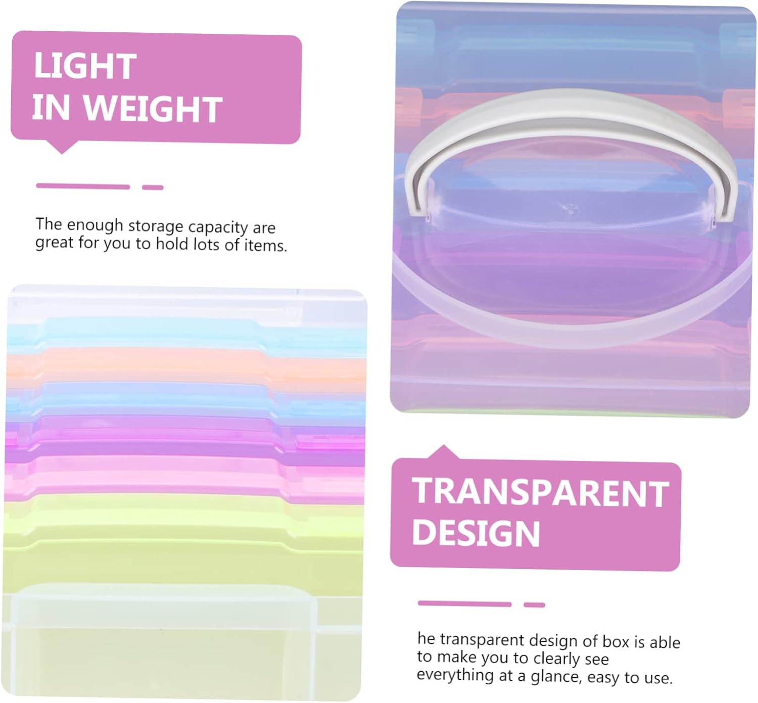 VILLCASE 1 Set Photo Storage Box Picture Compartments Greetings Cards Case Photo Boxes Organizer Boxes Organization and Storage Favor Organiser Holder Small Card Organizer Plastic Colorful
