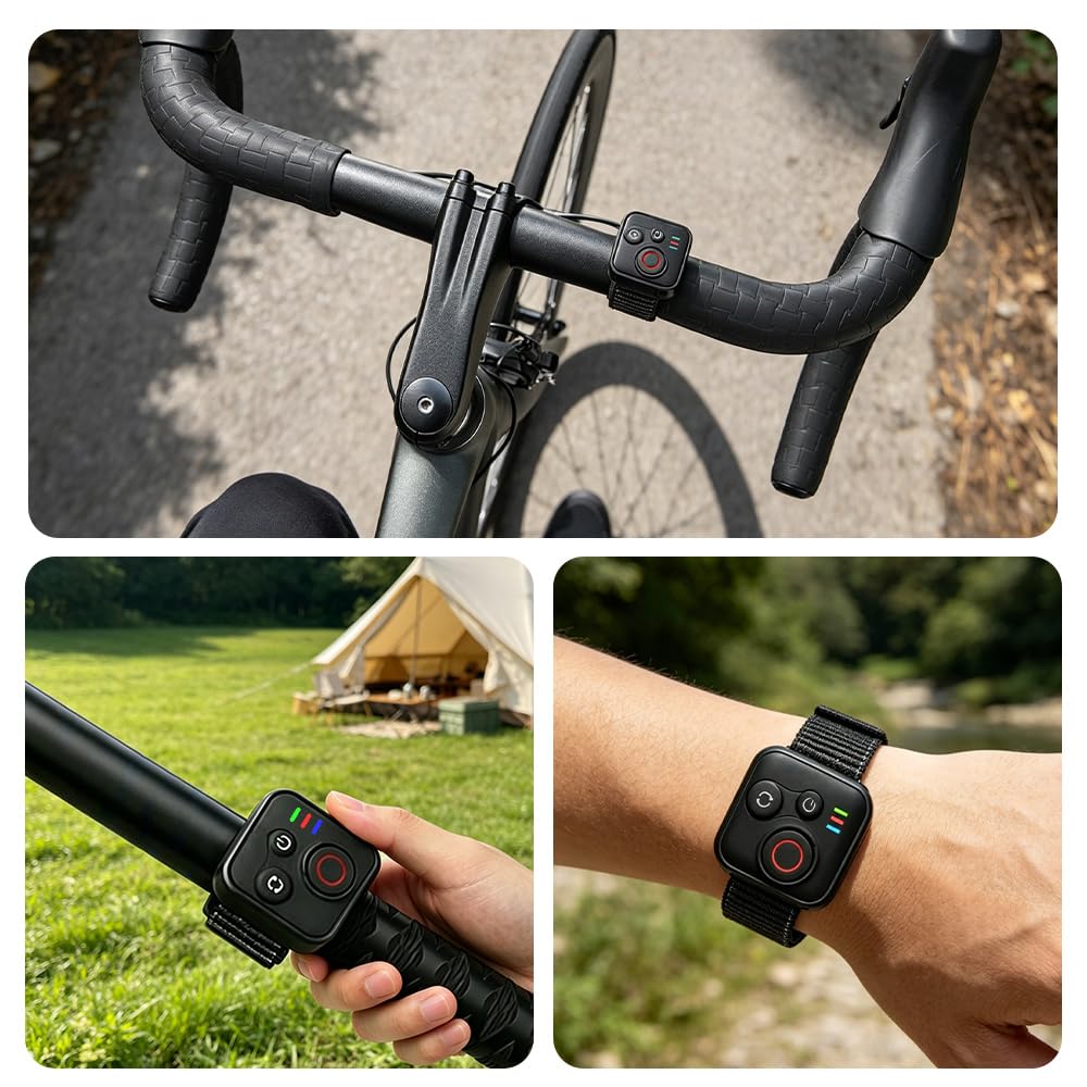 Bluetooth Telecomando per GoPro Hero 13/12/11 Insta360 X3/X4/X5/Ace Pro 2/Ace Pro/GO3S/GO3/IOS/Android,Telecomando Bluetooth con Cinturino da Polso e Cavo di Ricarica USB,Senza Fili Telecomando