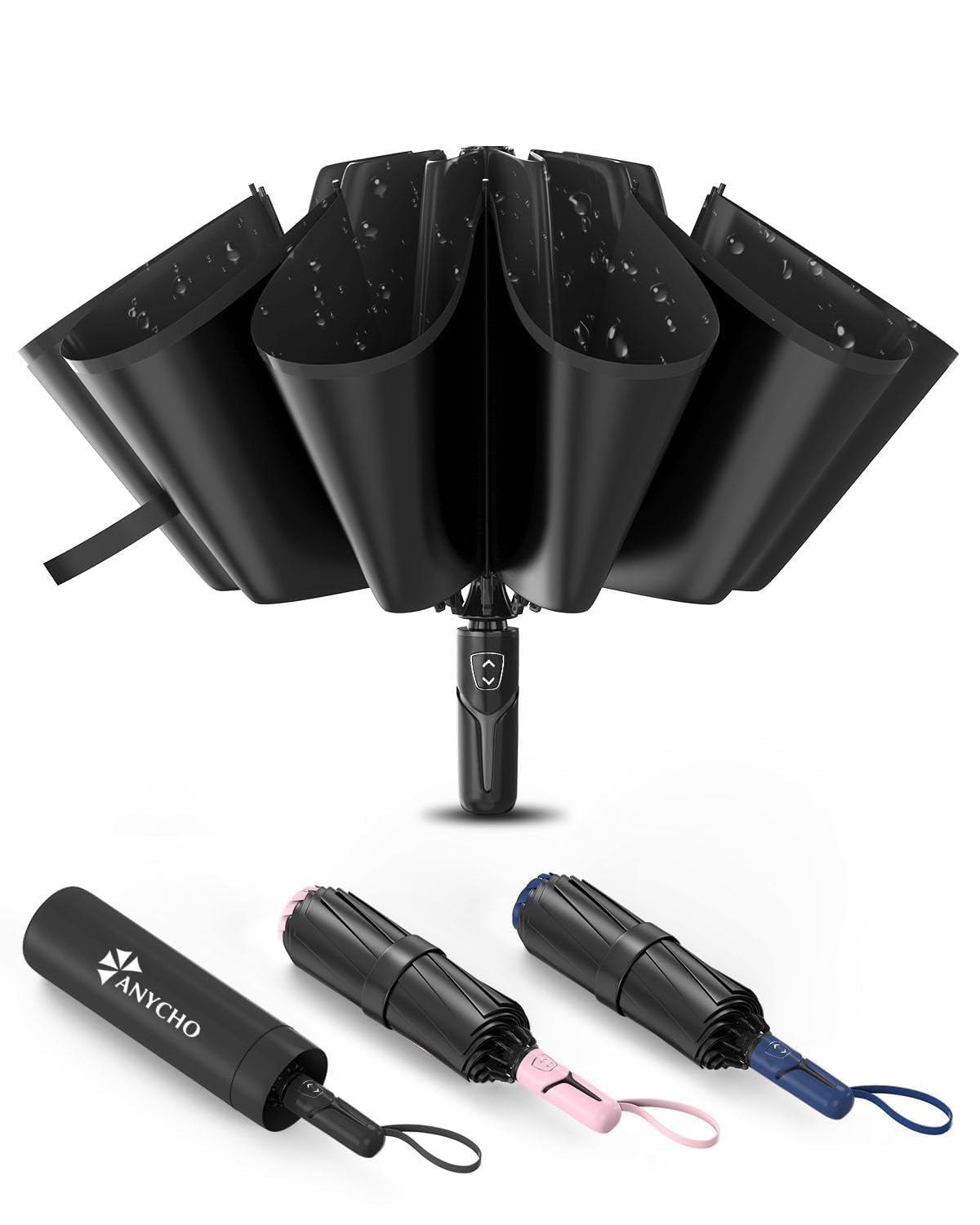 Reverse Umbrella 3 Fold Durable 10 Bones Design, Compact Umbrella for Men & Women, Windproof Umbrellas for Rain, Perfect for Travel and Everyday Use-image-27