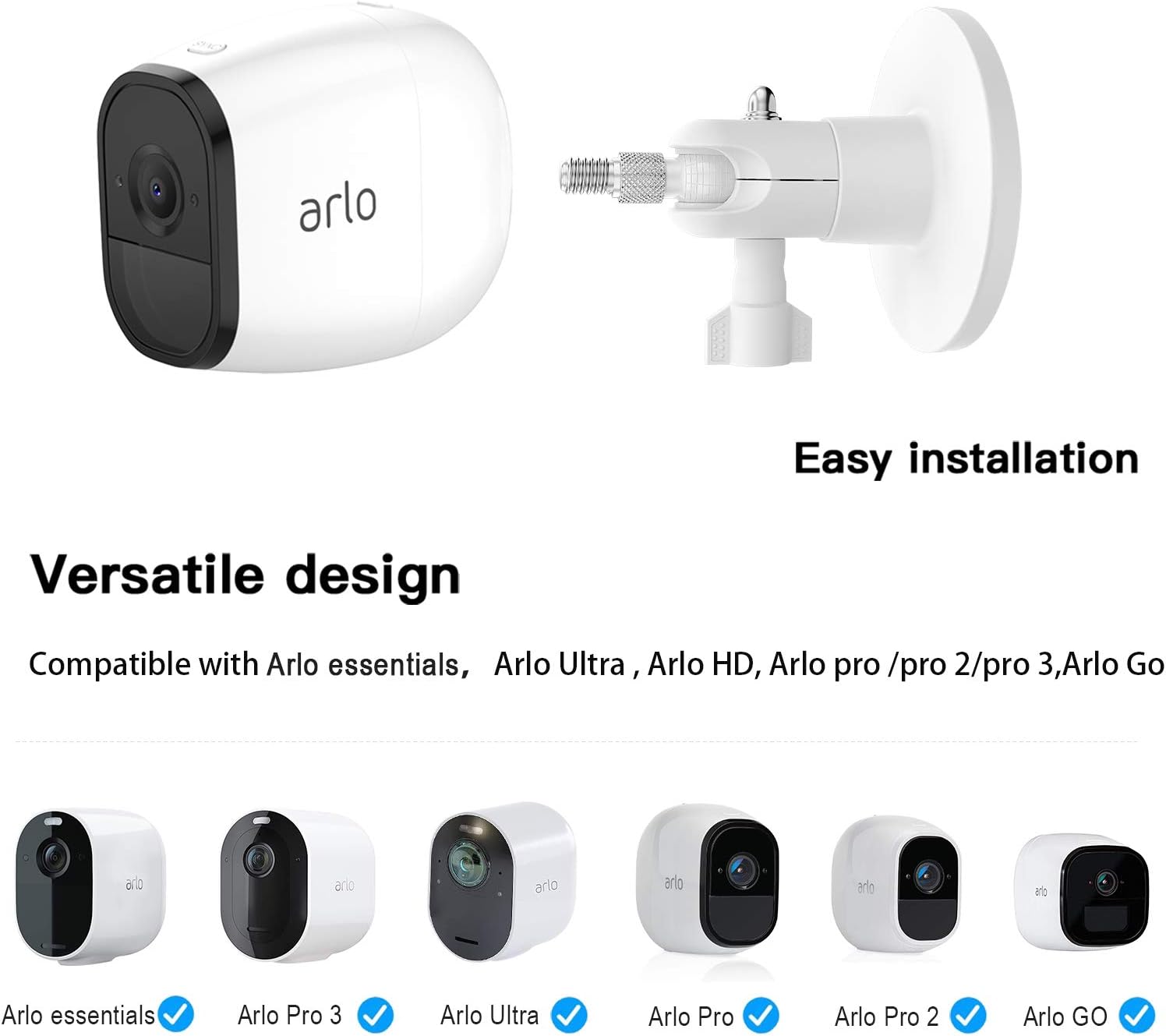 HOLACA Camera 1/4‘’ Magnetic Wall Mount for Arlo Ultra/Ultra 2/Pro 3 Pro 4 Pro 5S Camera,Compatible with Ring,Eufy, Google Nest, SimpliSafe, Reolink, and Tapo Cameras-White