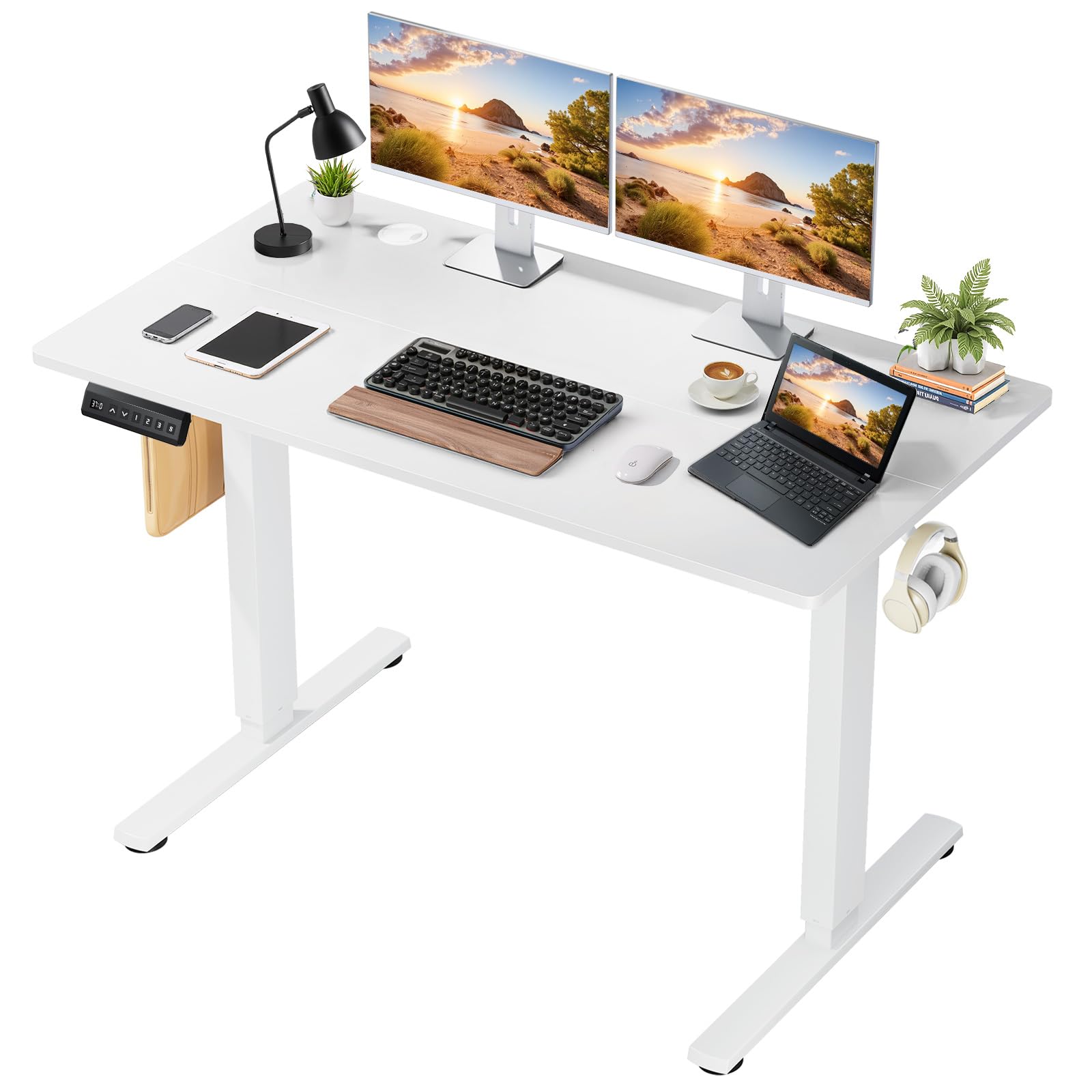 48 x 24 in Electric Standing Desk - Memory Height Adjustable Ergonomic Sit-to-Stand Rising Computer Table Gaming Workstations