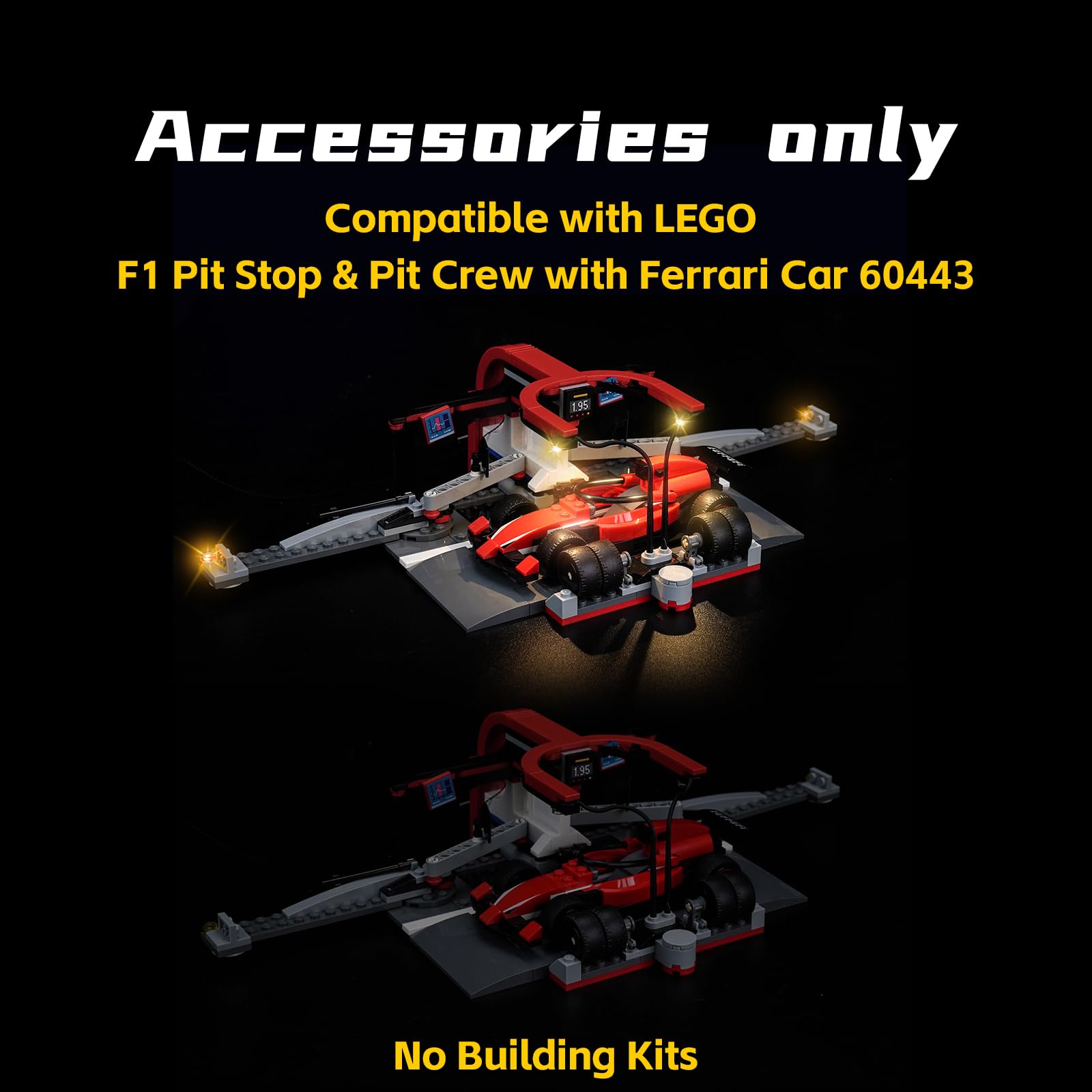 Light Kit Compatible with Lego F1 Pit Stop & Pit Crew with Ferrari Car 60443 (No Model) - Image 3