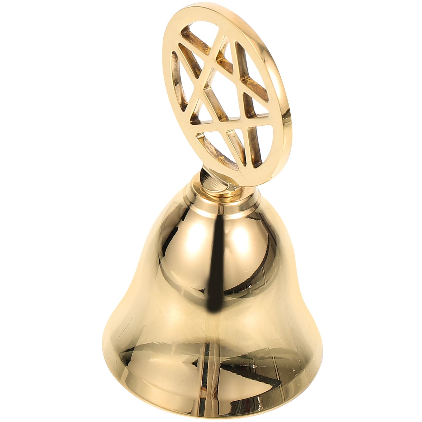 Artibetter Vintage Messing Handklingel mit Ergonomischem Griff Klarer Klang Pentagramm Design für Tarot Zeremonie Meditation und Barservice Langlebige Altar Glocke für Ritualzwecke
