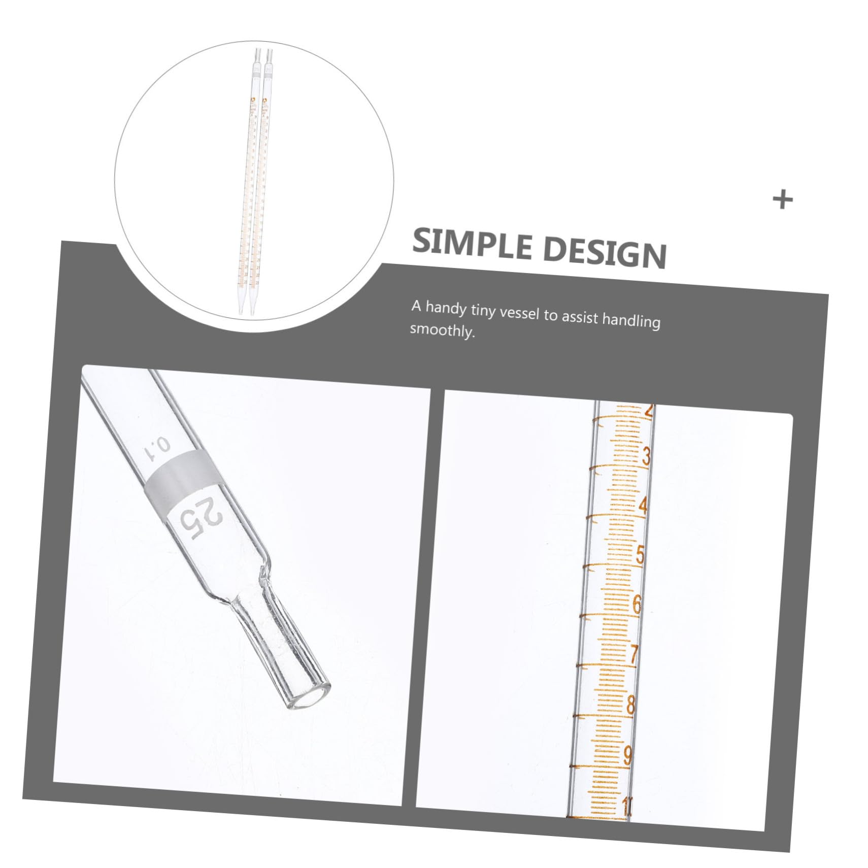 Pipeta de Laboratorio de Vidrio Escala 25ml, 20 Piezas | Medición Precisa, Apta para Lavavajillas, Formato Portátil para Suministros de Laboratorio y Uso Científico