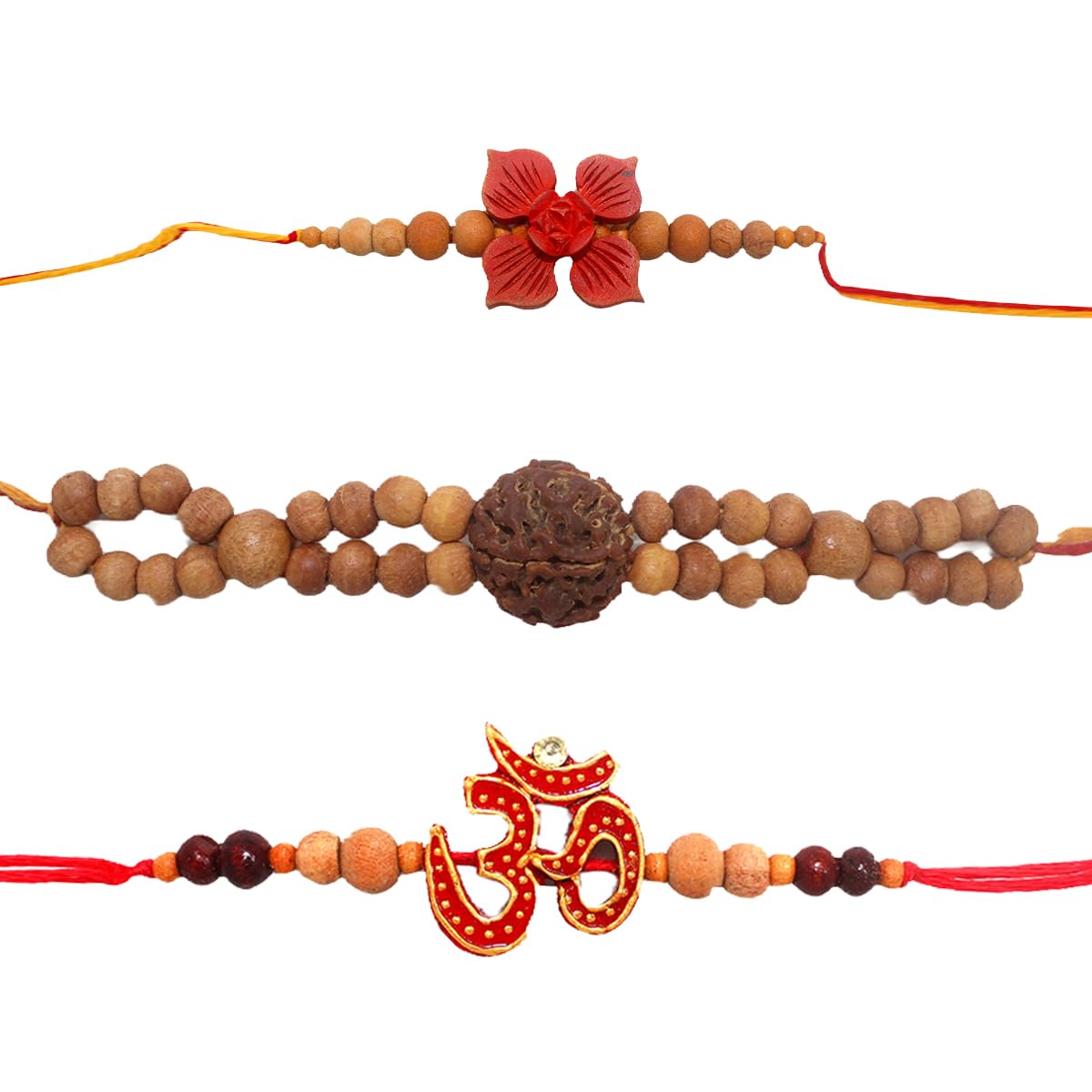 Radhe Radhe Sandalwood Multicolor Combo of 3 Rakhi for Brother Bhaiya Bhai-108