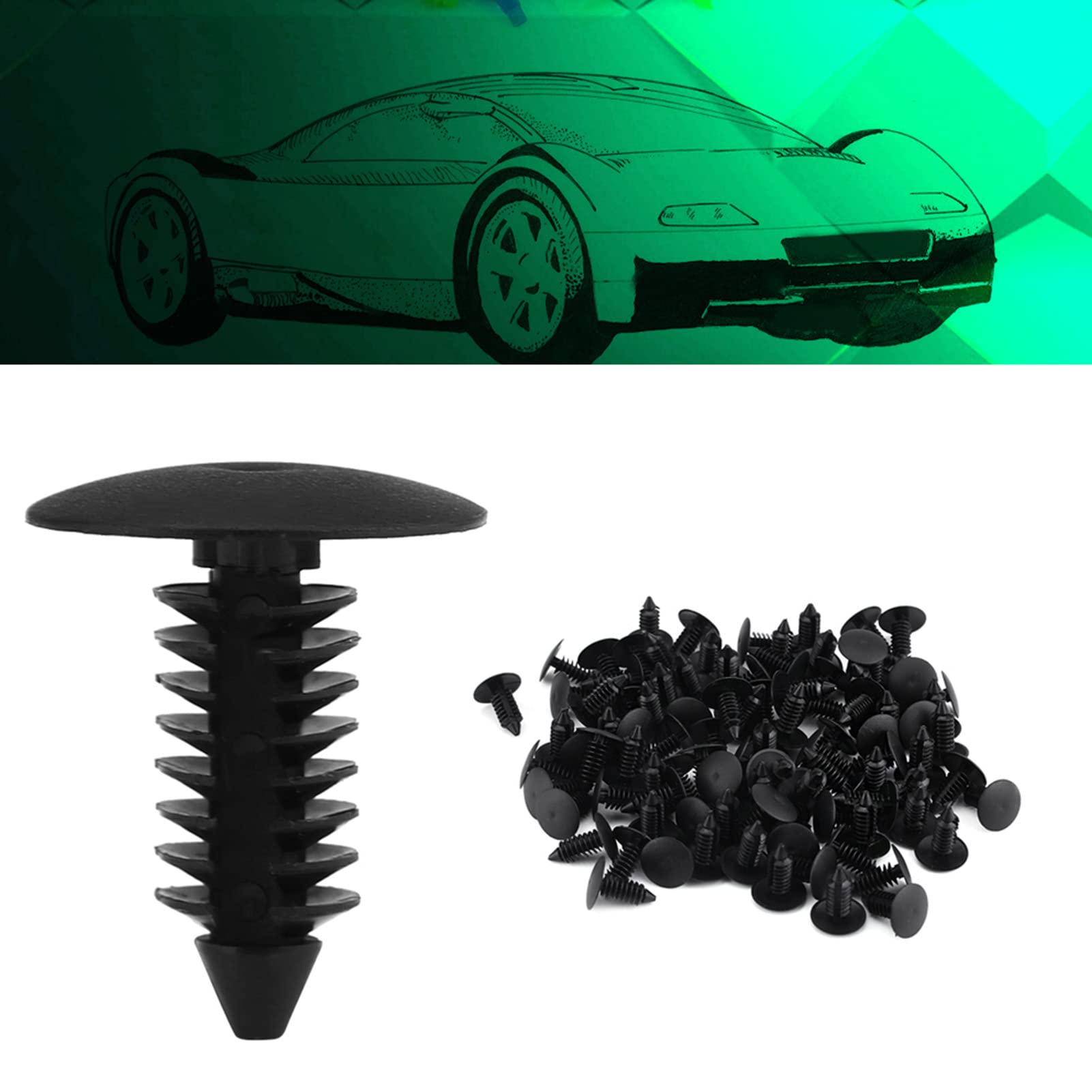 100 Pezzi Clip Per Paraurti In Plastica 6 Dimensioni Clip Per Auto Rivetti Elementi Di Fissaggio K Di Rivestimento Per Fermo Perno Di Tipo Push Automatico Con Disposivo Di Rimozione Di Disposivi - Foto 2