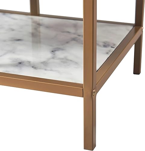 Miniatura 7 de Teamson Home Marmo - Armario de almacenamiento para TV con parte superior de mármol sintético para sala de estar, hogar y oficina, 32 pulgadas de